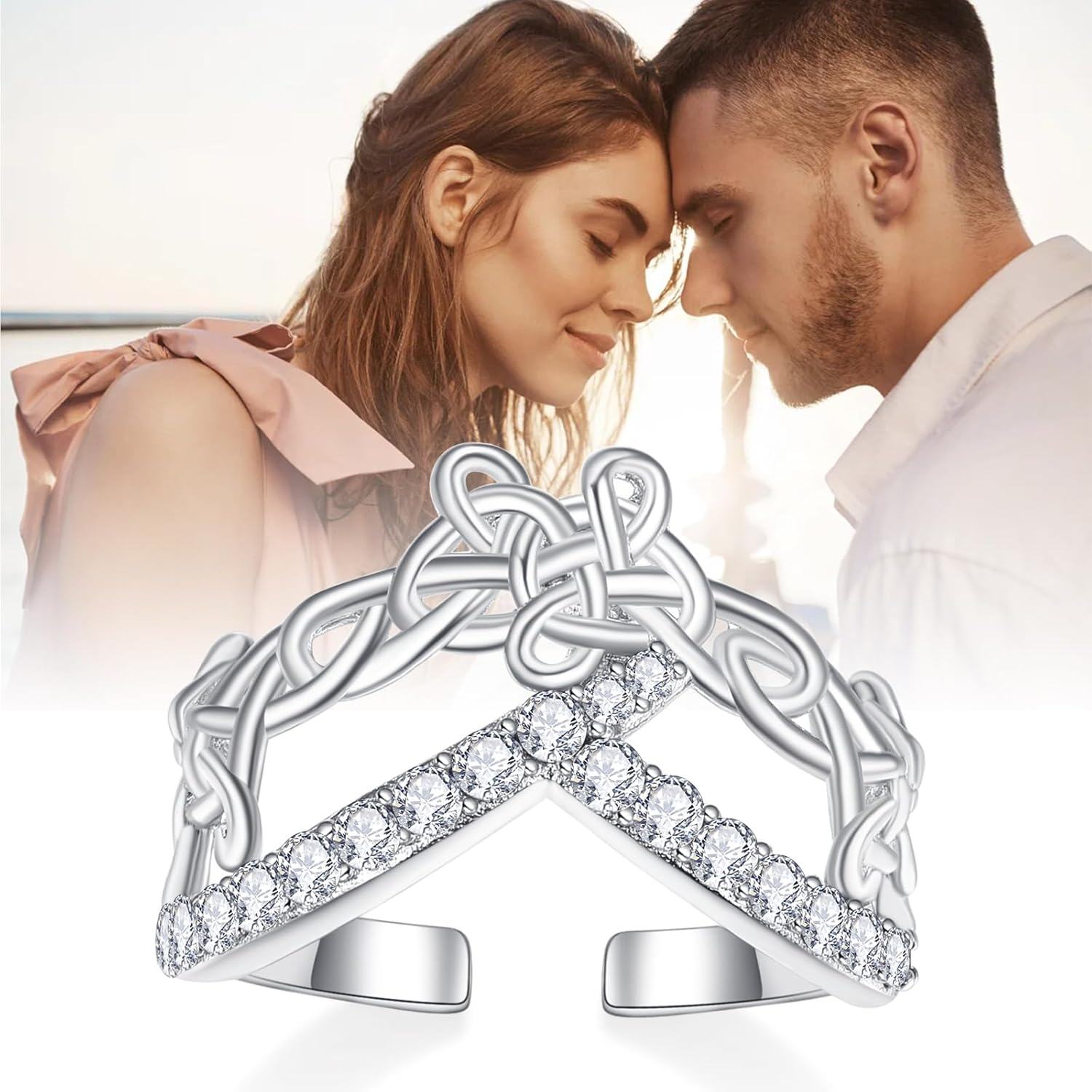 Sterling Silver Celtic Knot Rings Women Irish Adjustable Open Spiritual Jewelry Irish Gifts-0-6