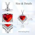 wholesale 925 Sterling Silver Red Crystal Angel Wings Heart Keepsake Pendant Necklace with Funnel and Fill Tool-0-3