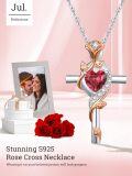 wholesale Sterling Silver Rose Cross Pendant Necklace for Women-0-53