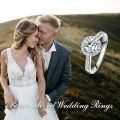TOUPOP 14k White Gold Plated Moissanite Ring D VVS1 Round-0-2