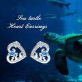 wholesale 925 Sterling Silver Blue Topaz Sea Turtle Stud Earrings for Women Girls -0-2