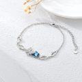 wholesale 925 Sterling Silver Blue & Clear Crystal Butterfly Charm Bracelet for Women and Teen Girls-0-5