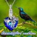 wholesale 925 Sterling Silver Blue Crystal Heart Hummingbird Cremation Pendant Necklace with Funnel and Fill Tool-0-1