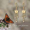 wholesale 14K Gold Moissanite Butterfly Tassel Heart Drop Earrings for Women-0-4