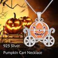 wholesale 925 Sterling Silver Pumpkin Carriage Pendant Necklace for Women Girls Halloween Gifts-0-4
