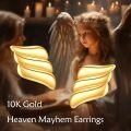 wholesale 10k Gold Polished Angel Wing Stud Earrings For Women-0-5