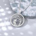 wholesale 925 Sterling Silver Fox & Tree Pendant Necklace with Cubic Zirconia Stones for Women's Family s-0-3