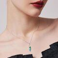 wholesale 925 Sterling Silver Palm Tree and Blue Opal Wave Pendant Necklace for Women Girls-0-6