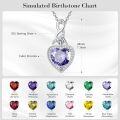 wholesale 925 Sterling Silver Heart Birthstone Necklace - Adjustable Chain, Hypoallergenic, No Nickel, Gift for Women-0-5