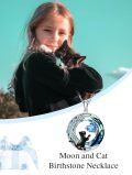wholesale 925 Sterling Silver Black Cat Necklace with Celtic Moon Birthstone Jewelry for Women Christmas Birthday Gifts for Her-0-1