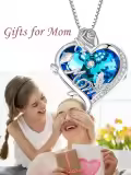 TOUPOP Sterling Silver Crystal Rose Butterfly Heart Pendant Necklace-0-5
