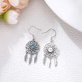 wholesale 925 Sterling Silver Dreamcatcher with Turquoise Feather Drop Earrings for Women-0-2