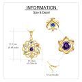 wholesale 14K Gold 7 Chakras Lotus Flower Yoga Pendant Necklaces for Women - Amethyst Crystal Jewelry Set-0-4