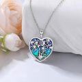 wholesale 925 Sterling Silver Heart-Shaped Tree of Life Pendant Necklace with Blue and Green Enamel & Cubic Zirconia Stones - Mother Daughter Family Tree s for Mom/Daughter/Grandma-0-2