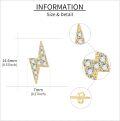 wholesale 14K Gold Lightning Bolt CZ Stud Earrings for Women Girls-0-4
