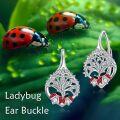wholesale 925 Sterling Silver Ladybug Heart Drop Dangle Lever Back Studs Earrings  for Girls and Women 4cm Long-0-4