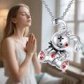 wholesale 925 Sterling Silver & Crystal Goth Bunny Voodoo Doll Pendant Necklace-0-5