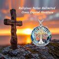 wholesale 925 Sterling Silver & Gold Plated Tree of Life Cross Pendant Necklace with 18 Chain for Women Men-0-2