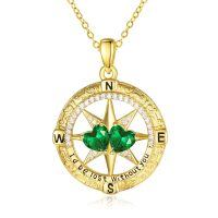wholesale 925 Sterling Silver Compass Pendant with Birthstones for Women-05-05-May-May