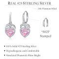 wholesale 925 Sterling Silver Pink Heart Drop Earrings Wholesale With Clear Crystal Details-0-4