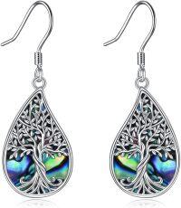 wholesale 925 Sterling Silver Abalone Shell Celtic Tree Of Life Teardrop Dangle Earrings-Teardrop