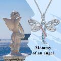 wholesale Sterling Silver Pink & Blue Austrian Crystal Dragonfly Pregnancy Loss Awareness Ribbon Pendant Necklace, Hypoallergenic, 18+2 Adjustable, Gift Box-0-5