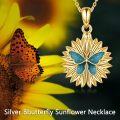 wholesale 925 Sterling Silver Plated Gold Butterfly & Flower Lockets - You Are My Sunshine Inscribed Pendant Necklace-0-4