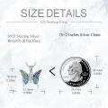 wholesale 925 Sterling Silver Blue Green Abalone Shell Butterfly Crystal Pendant Necklace for Women-0-4