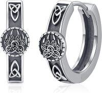 wholesale 925 Sterling Silver Celtic Knot & Eye Of Horus Huggies For Men/Women-Bear Claw