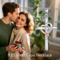 wholesale 925 Sterling Silver Infinity Heart and Cross Pendant Necklace with Cubic Zirconia Stones for Women Girls 45cm Chain Length -0-1