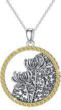 wholesale 925 Sterling Silver White Gold Plated Birthstone Flower Necklace for Women-0-0