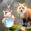 wholesale 925 Sterling Silver Fox Holding Blue Stone Pendant Necklace for Women-0-2