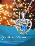 wholesale 925 Sterling Silver Birthstone Tree of Life Heart Pendant Necklace for Women-0-1
