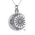 wholesale 925 Sterling Silver Crescent Moon Sunflower Urn Necklace Oxidized Cremation Memorial Ash Pendant-0-0