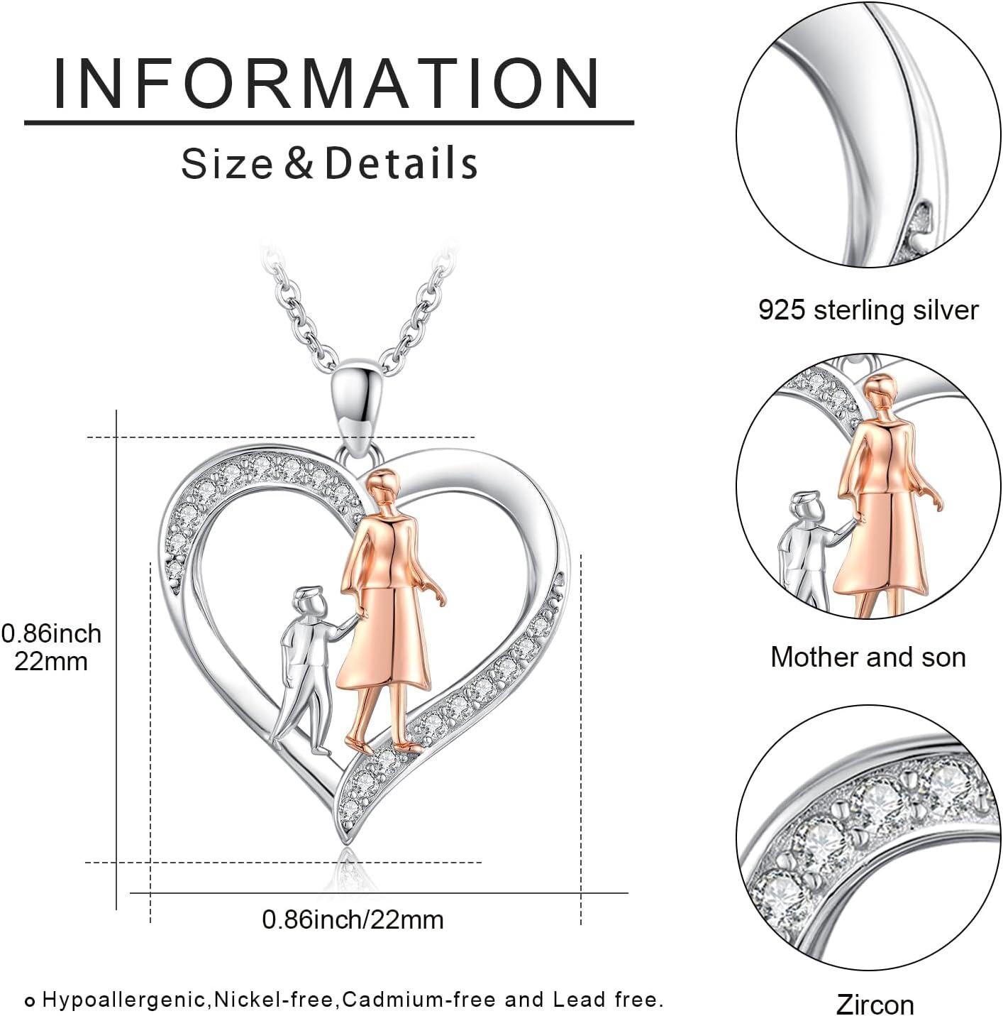 Sterling Silver Mother Necklace Mom Jewelry Mama Pendant Women s Gift-0-1
