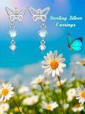 wholesale 925 Sterling Silver Butterfly Moonstone Leverback Dangle Drop Earrings for Women-0-4