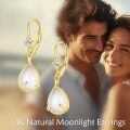 wholesale 14k Gold Drop Earrings With White Pear Moonstone And Crystal-0-2