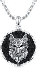 wholesale 925 Sterling Silver Norse Wolf Head Pendant - Viking  for Men & Women-0-0