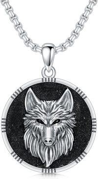 wholesale 925 Sterling Silver Norse Wolf Head Pendant - Viking  for Men & Women-01- silver