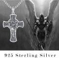 wholesale 925 Sterling Silver Cross Pendant with Angel Design - Religious Jewelry for Men-0-5