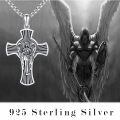 wholesale 925 Sterling Silver Cross Pendant with Angel Design - Religious Jewelry for Men-0-5