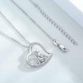 wholesale 925 Sterling Silver Heart Necklace with Bunny and Cub Pendant Gift for Women-0-2