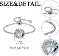 wholesale 925 Sterling Silver & Cubic Zirconia Austrian Crystal Chakra Tree of Life Bracelet - 14.8mm Adjustable 7 Chakra Spiritual Jewelry Gift for Women-0-2