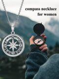 wholesale 925 Sterling Silver Moissanite Compass Pendant Necklace with I'd Be Lost Without You Inscription for Women-0-1
