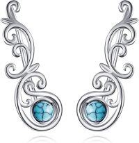 wholesale 925 Sterling Silver Turquoise Vintage Ear Climber Studs for Women-Filigree-Turquoise