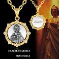wholesale 925 Sterling Silver Saint Jude Thaddeus Medal Necklace with Cubic Zirconia and Rope Border for Women-0-3
