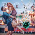 wholesale 925 Sterling Silver Green Crystal Celtic Knot Heart Pendant Necklace for Women-0-4