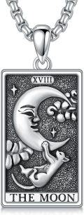 wholesale 925 Sterling Silver The Moon Tarot Pendant Necklace  for Women Men Gifts Jewelry-0-0