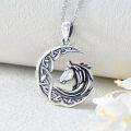 wholesale 925 Sterling Silver Celtic Knot Moon & Horse Head Pendant Necklace Luck Charm  for Women Girls-0-1