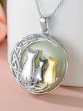 wholesale 925 Sterling Silver Cat On Moon Pendant Necklace-0-20